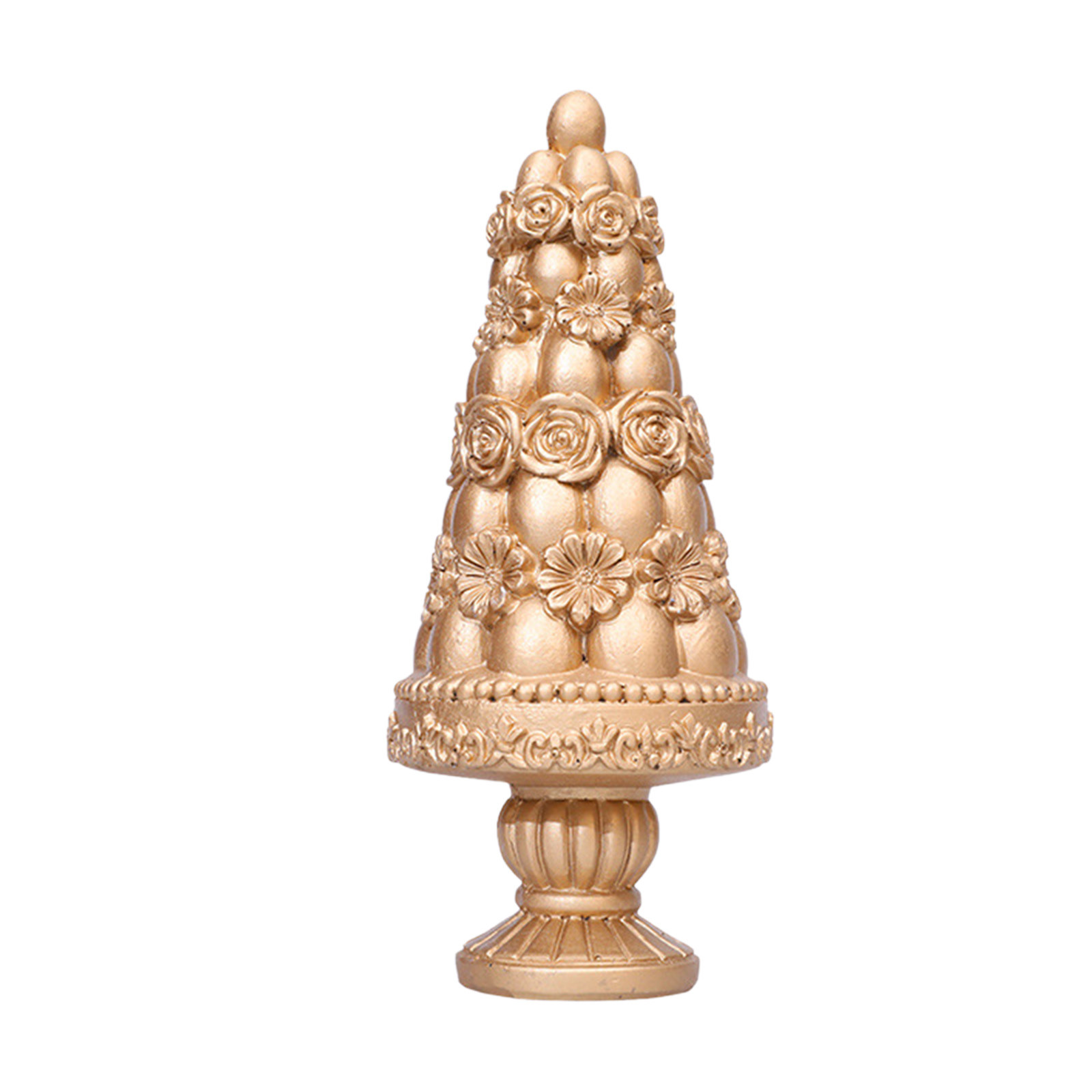 Summercome Easters Eggs Tree Statue with Flower Designs, Home Office Tabletop Display Spring Celebration Festival Cake Toppers Ornament